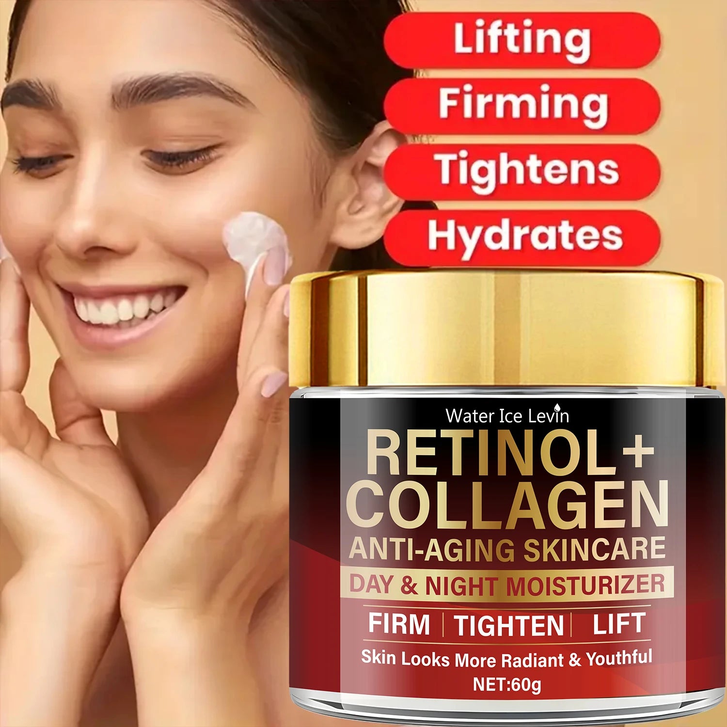 Water Ice Levin Retinol Collagen Dual-Effect Cream 60g Anti-Aging Firming Day And Night Revitalizing Anti-Wrinkle Skin Care Qme