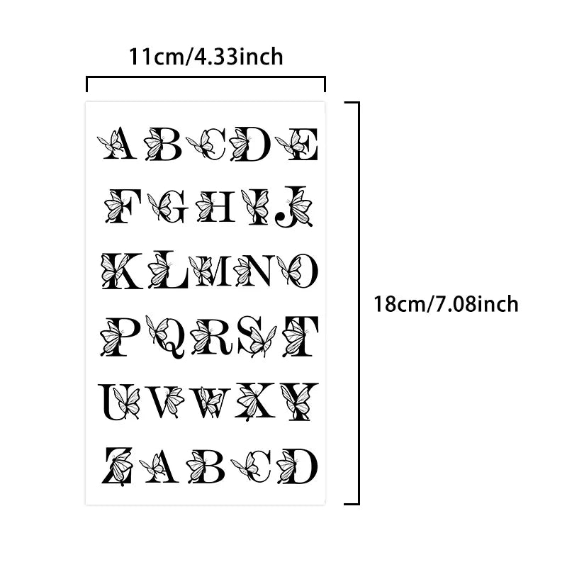 Tattoo Sticker Temporary Tattoo Waterproof Butterfly Alphabet Body Art for Women Couples Finger Wrist Fresh Qme HC904
