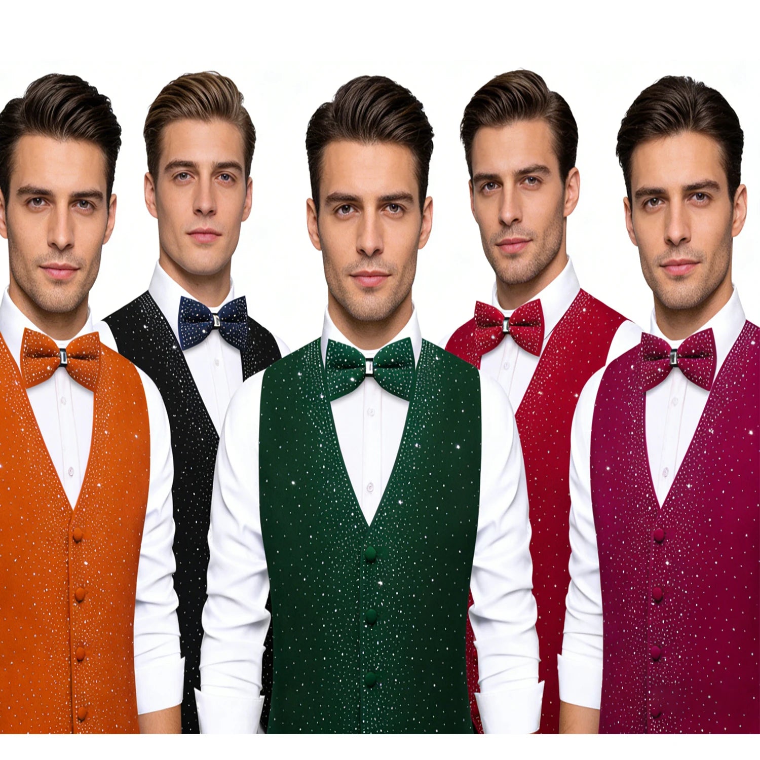 Men's Sparkly Glitter Vest Matching Bow Tie Multi Options Parties Qme