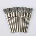 10-Piece stainless steel wire brush, 3mm round handle, uncharged cleaning, deburring and polishing brush for precision work Qme 10pcs