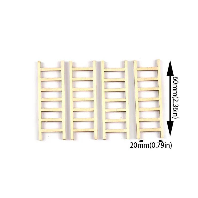 20Pcs/lot 20x60mm Natural Ladder Wood DIY Arts And Crafts Supplies Wooden Embellishments Home Handwork Accessories Garden Decor Qme