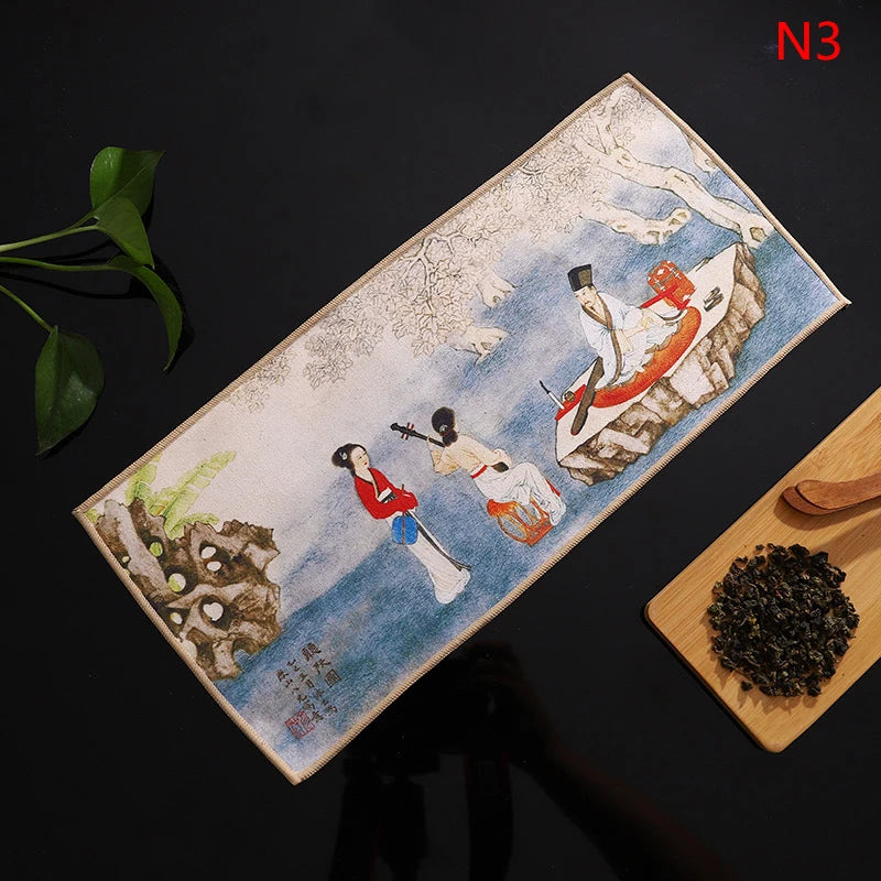 Retro Ancient Painting Tea Mat Matcha Green Powder Whisk Japanese Qme N3