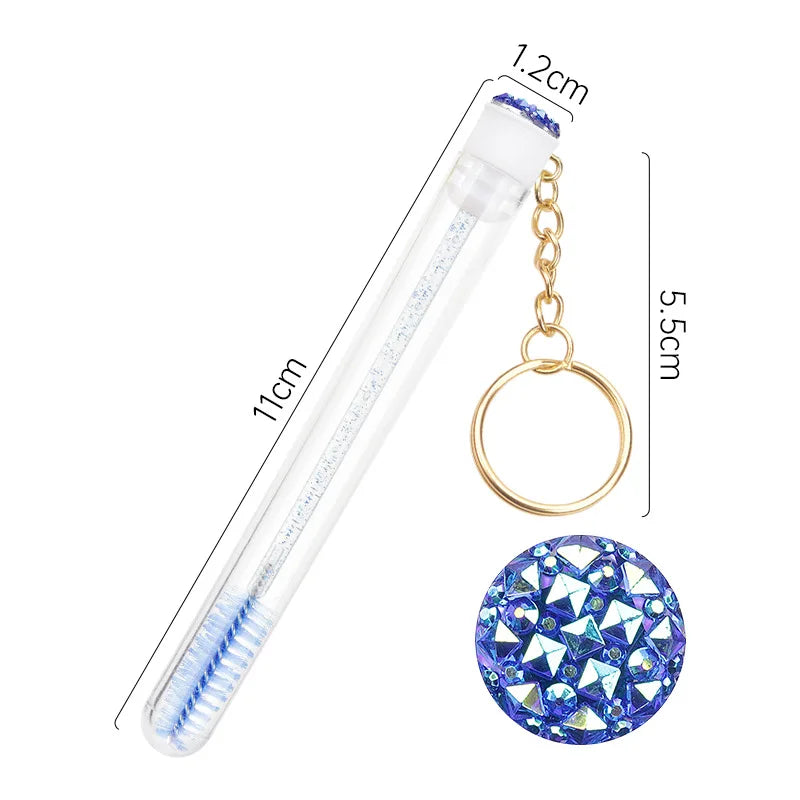 Reusable Eyelash Brush Tubes Gold Keychain Sparkling Lash Mascara Qme 5PCS-Blue CN