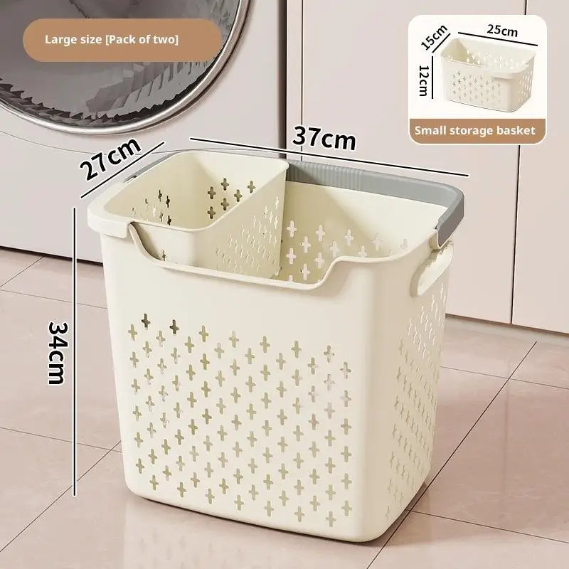 Household Laundry Basket Bedroom Bathroom Storage Large Capacity Qme White S L