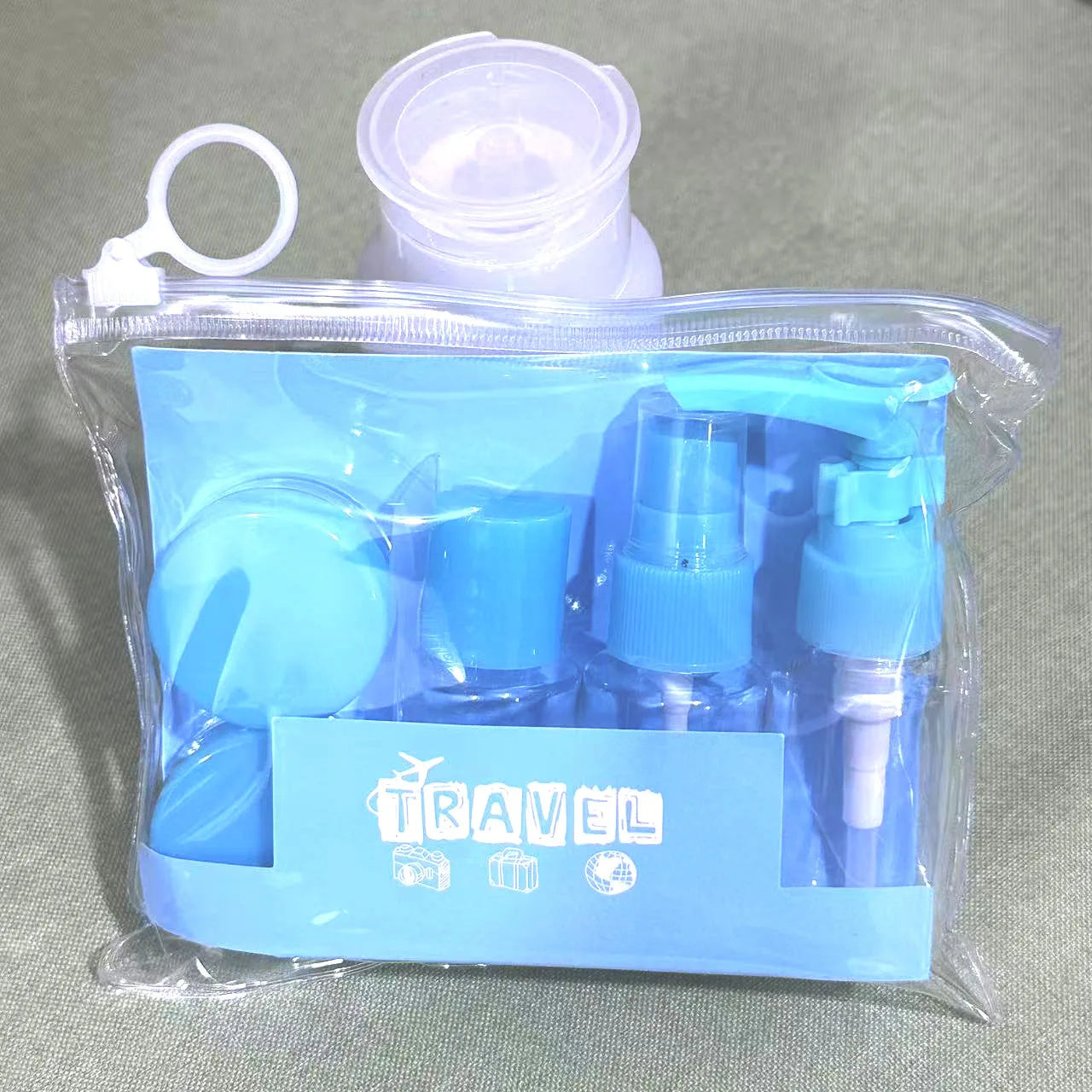 Travel Bottles Leak Proof Press Refillable Containers Cosmetics Qme Light blue