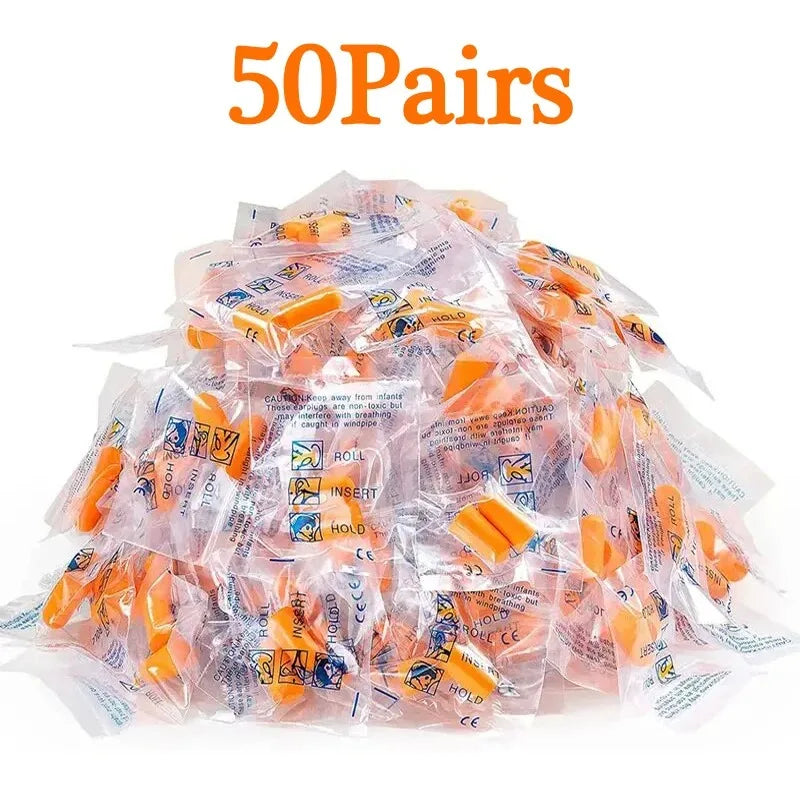 50/20/10 Pairs Anti Noise Earplugs Work Study Sleep Travel Aircraft Noise Reduction Soft Foam Earplugs Separately Packaged Qme 50Pairs