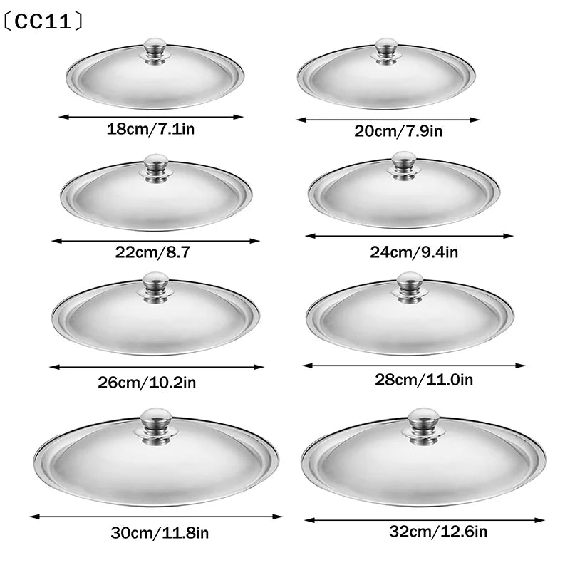 10- Stainless Steel Round Pot Lid Universal Replacement Frying Pan Qme