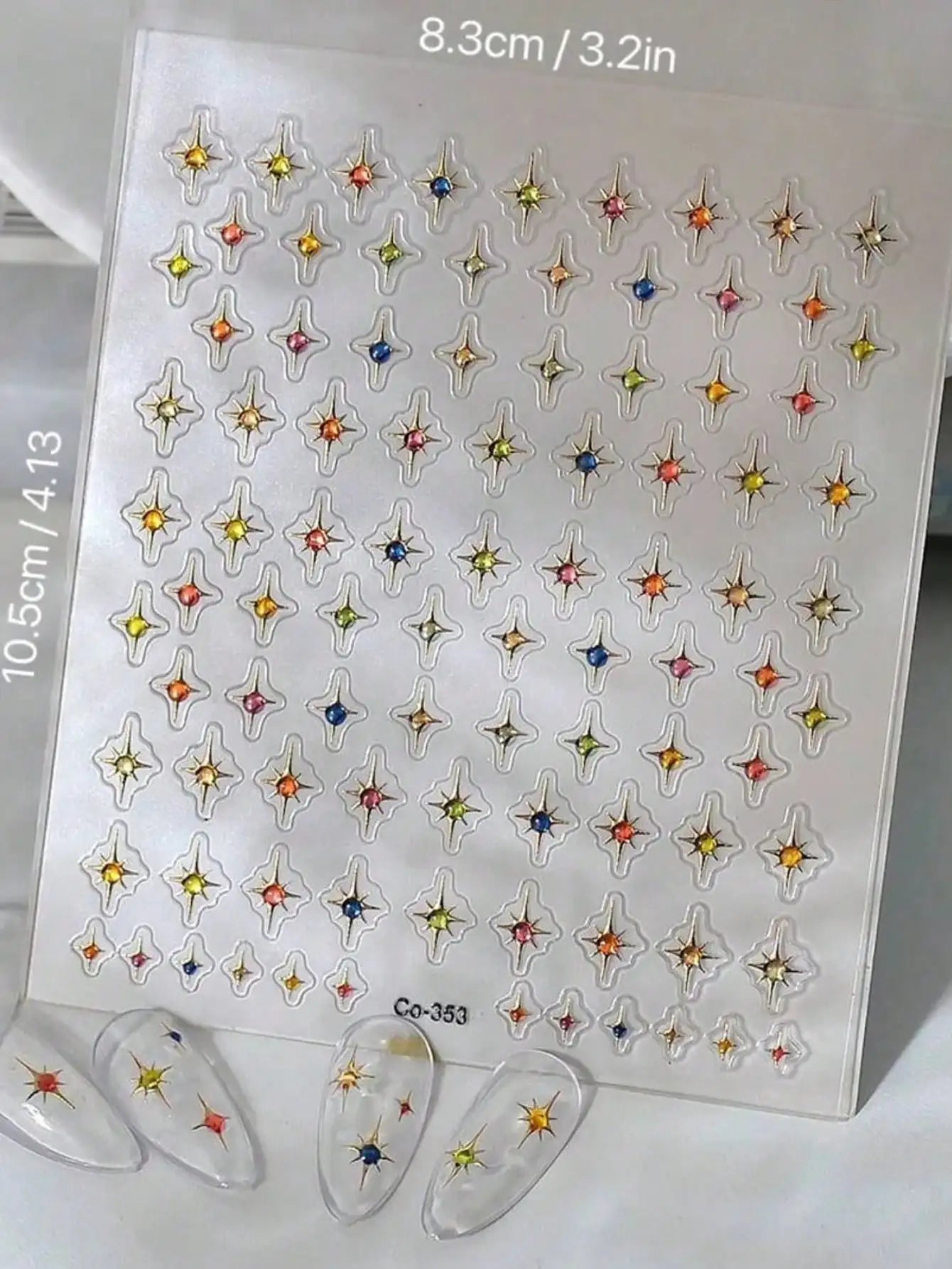 5D Embossed Jelly Peach Golden Silvery Star Laser Colorful Nail Art Qme rotundity