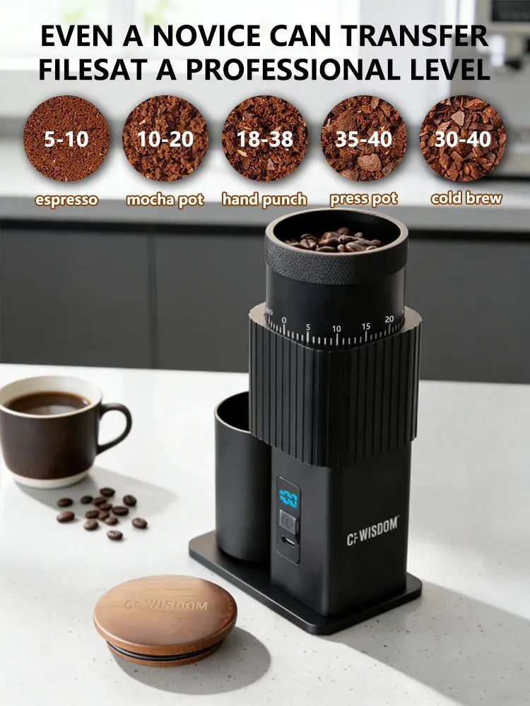 Coffee Grinder Electric Portable Bean USB Rechargeable Burr Mill Home Qme