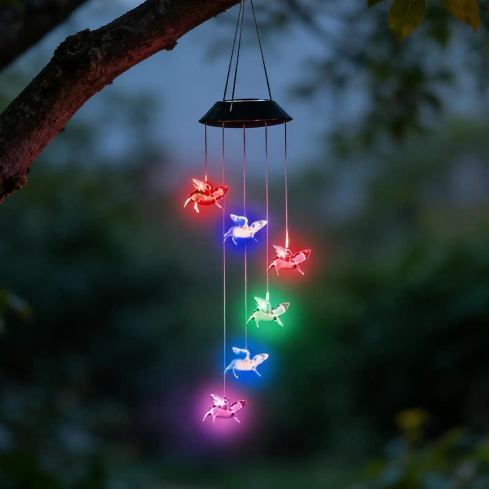 Solar Wind Chimes Changing Solar-powered LED Garden Decor Accessories Qme