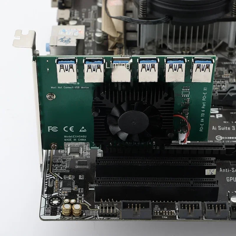 PCI-E To PCI-E Adapter, PCI Express X4 20Gb, PCIE Slot 4X To 16X, USB 3.0 Riser Extender, 1 To 6 Riser Card for Bitcoin Miner Qme