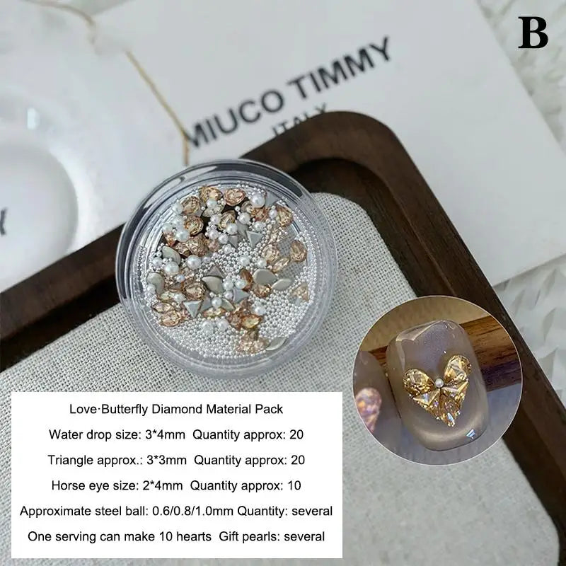 3D Nail Art Rhinestone Assemble Heart Butterfly Flatback Glass Qme B