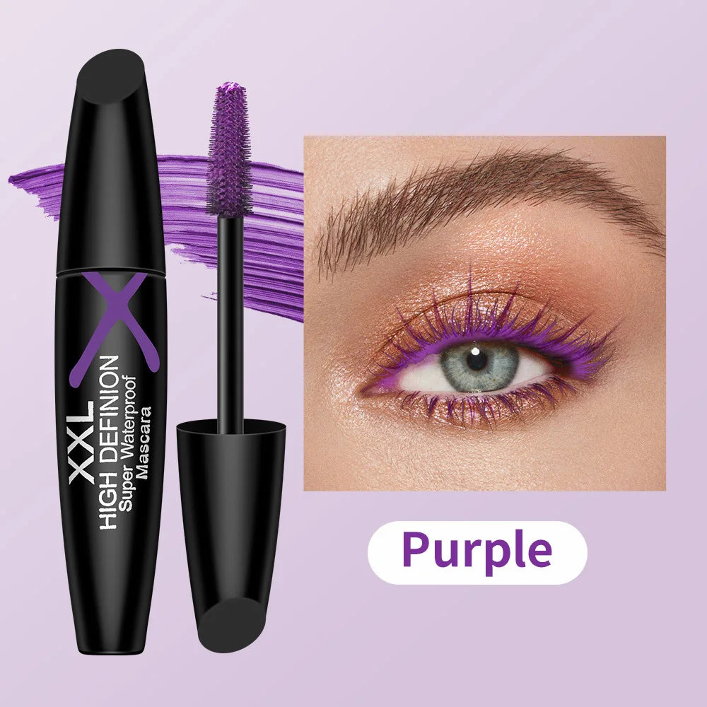 6-Color Mascara Volumizing Lengthening Waterproof Smudge-proof Qme Purple