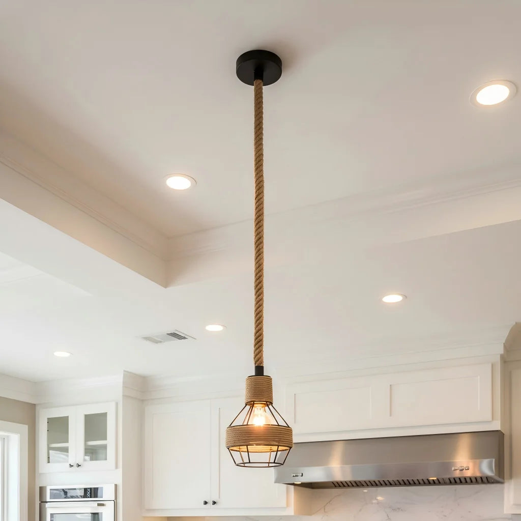 Industry Loft Chandelier Vintage Hemp Rope Pendant Lamp Aisle Bar Dining Room Hanging Lamp Restaurant Cafe Light Droplight Qme