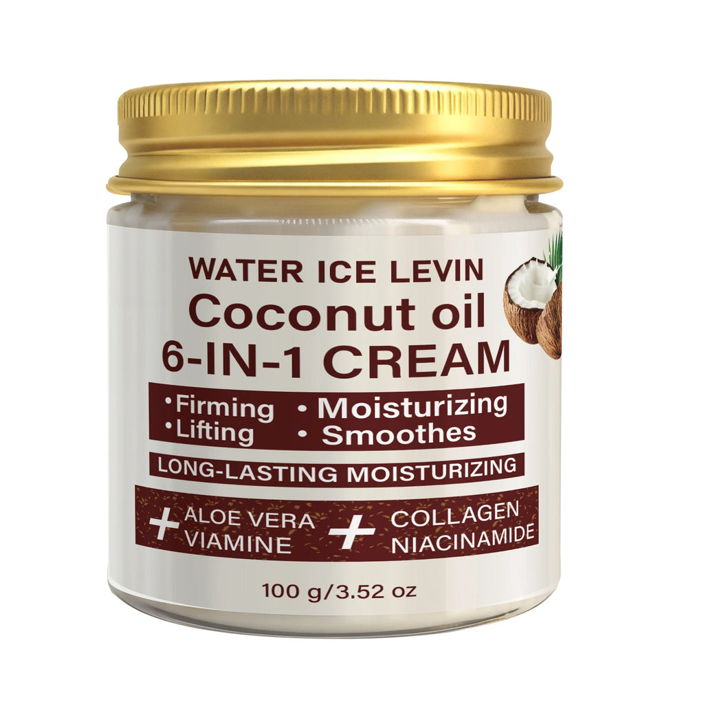 Coconut Oil 6-in-1 Face Cream with Collagen & Aloe Vera, Moisturizing & Firming Qme WHITE 100g