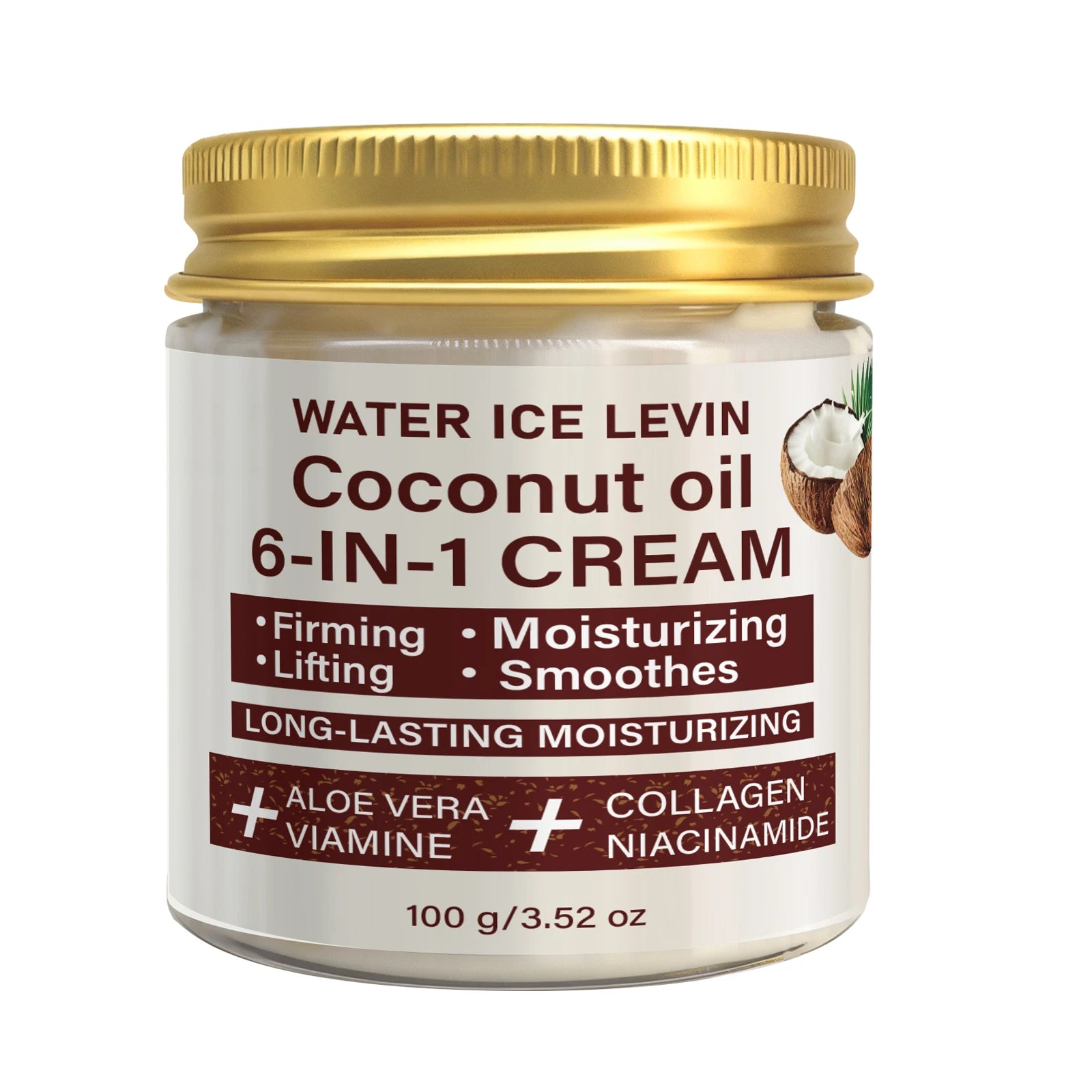 Coconut Oil 6-in-1 Face Cream with Collagen & Aloe Vera, Moisturizing & Firming Qme WHITE 100g