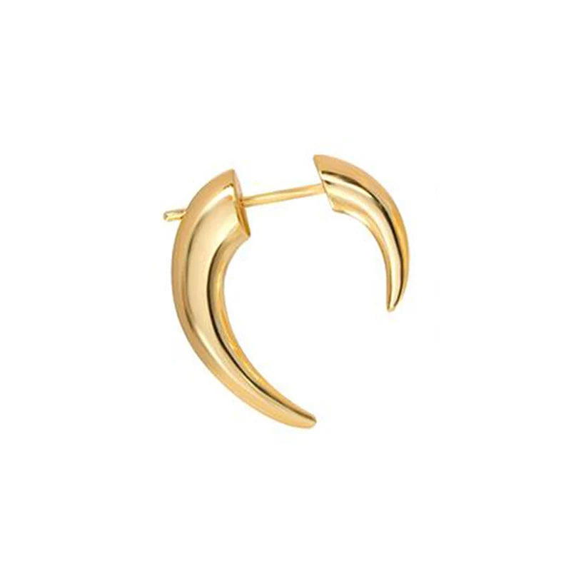 Boho Horn Stud Earring Gold Silver Color Moon Punk Earring For Women Party Jewelry Accessory Unique Wolf Fangs Earring Qme