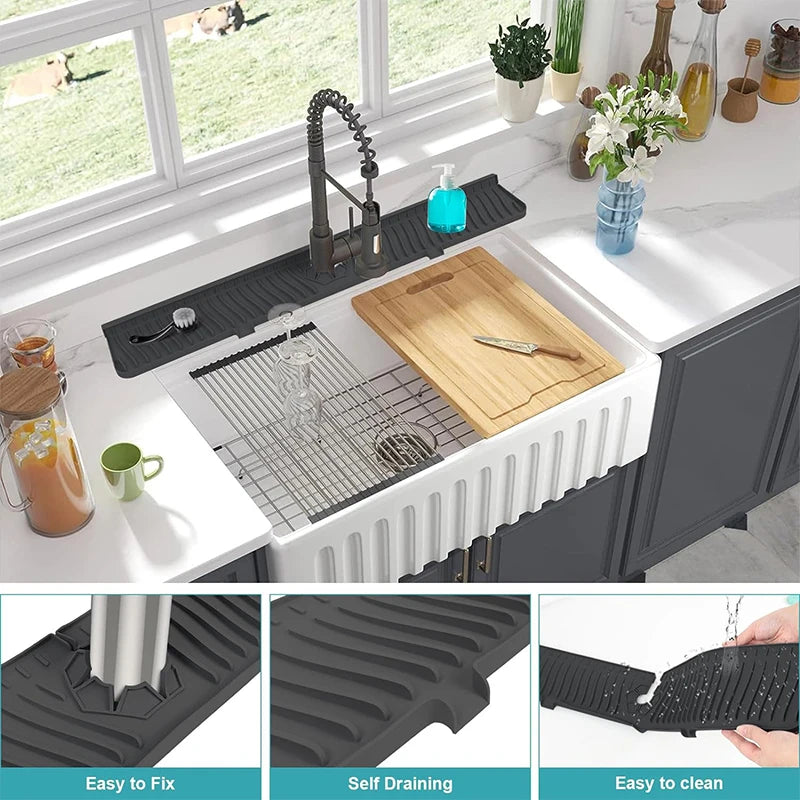 Silicone Sink Splash Guard Slope Upgraded Faucet Mat Gadgets-splash Qme