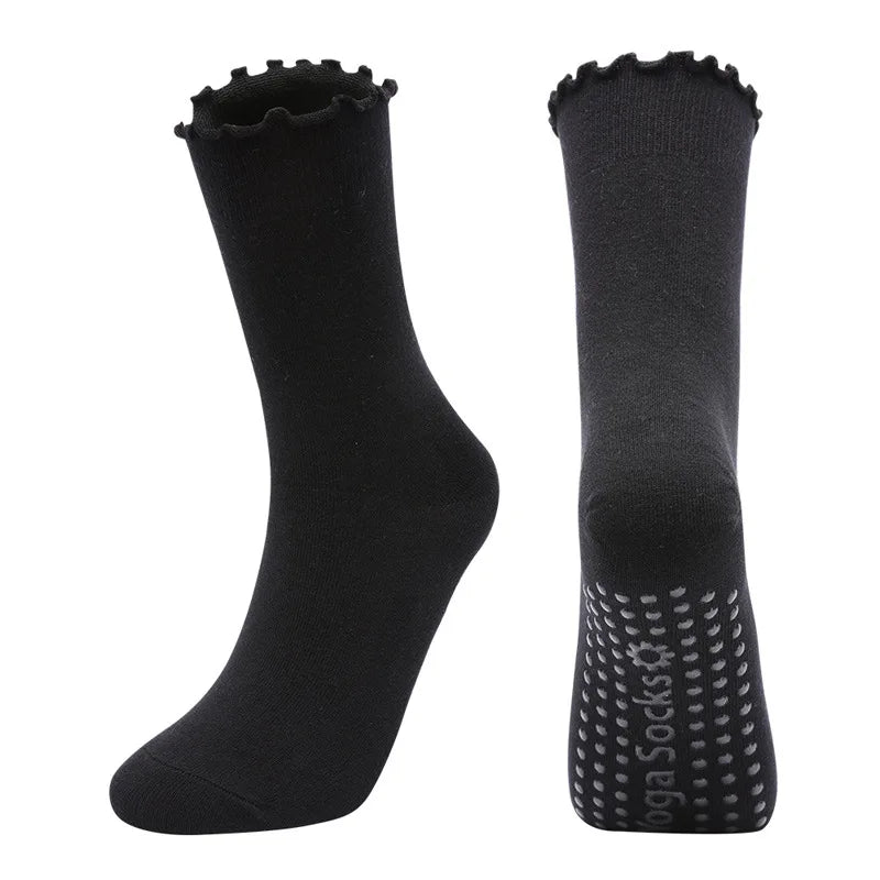 Ladies' Fitness Cotton Breathable Non- Pilates Yoga Socks Damping Dance Ballet Grip Socks Solid Color Casual Knee-high Socks Qme a One Size