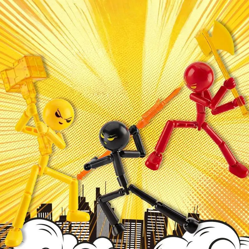 Novelty Action Figure Stickman Assembled Robot Movable Multi-jointed Qme