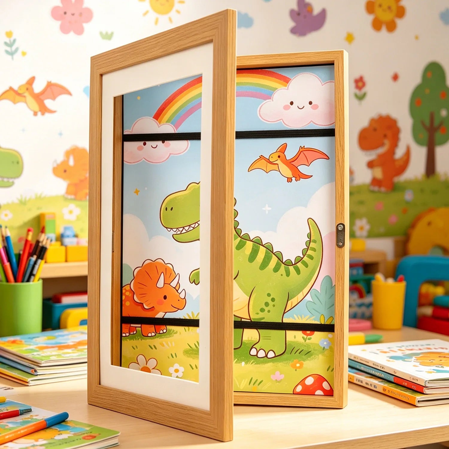 Sturdy A4 Kids Artwork Frame Without Mat Magnetic Front Opening Door Qme