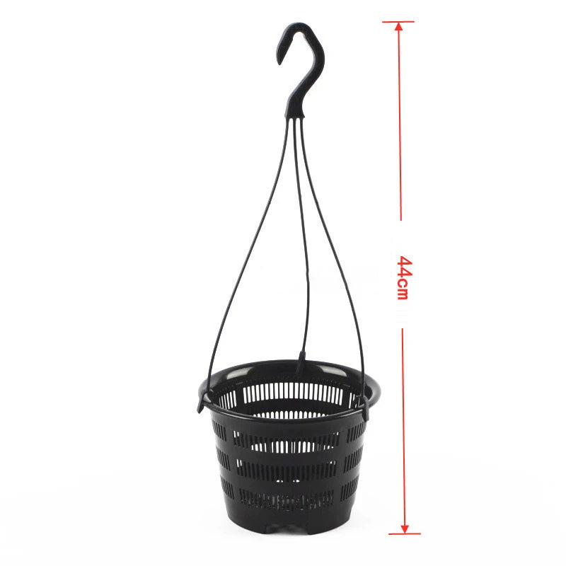 Potted Plant Flower Nursery Tray Basket Plastic Breathable Container Qme BLACK-2