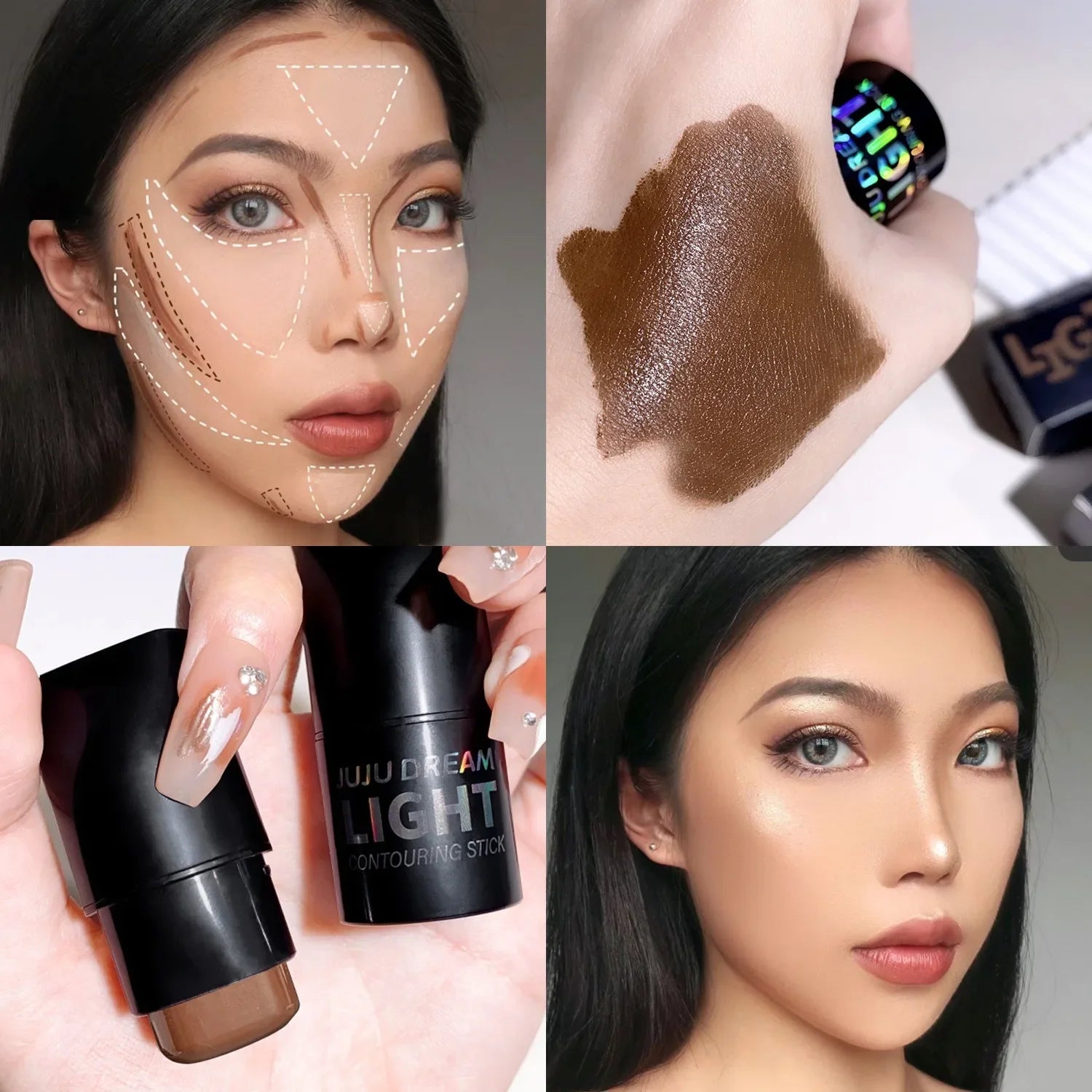 Square-head Face Contouring Stick Bronzers Enhances Three-dimensional Contour Nose shadow V Facial Shape Brighten Trimming Stick Qme 03