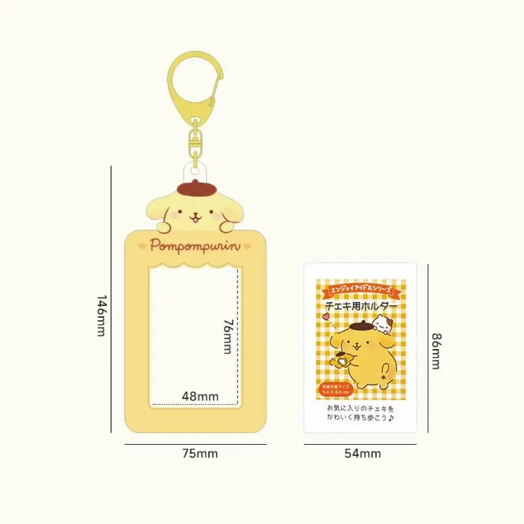 Cute Sanrio Cartoon Card Holder Portable Photo Pendant Keychain Qme Pudding Dog M