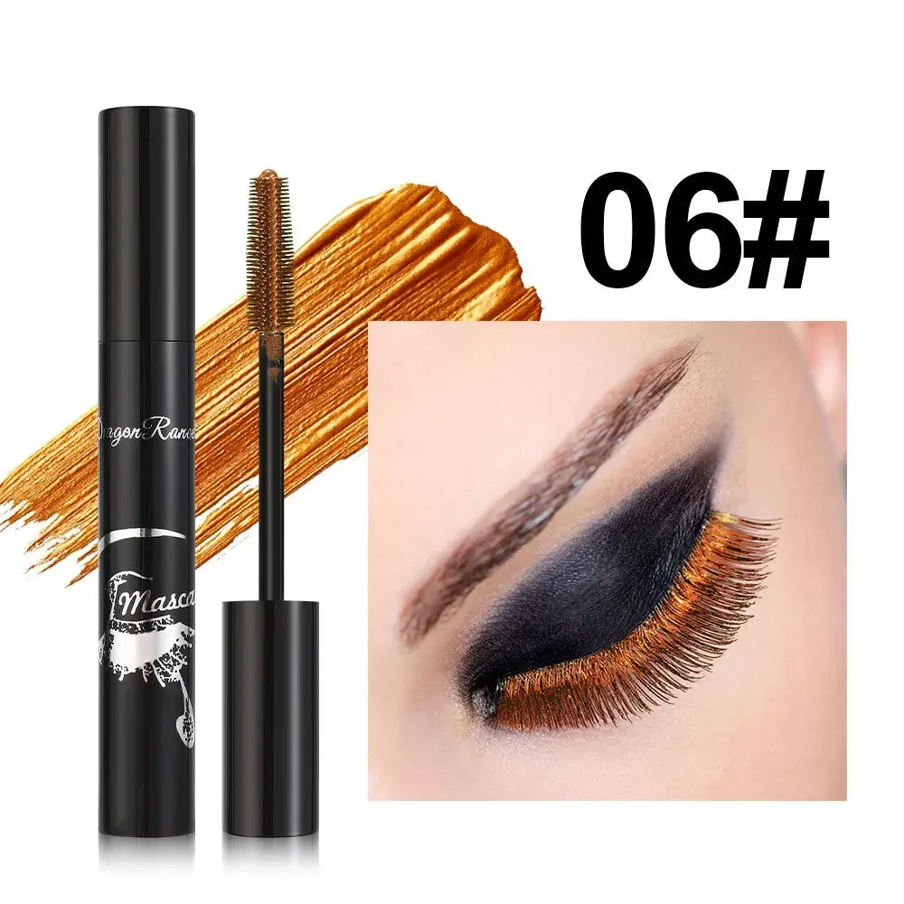 Colorful Mascara Blue Gold Pink Glitter Shimmer Mascara Waterproof Lasting Thick Curling Lengthen Eyelash Extension Mascara Qme 06 Bronze