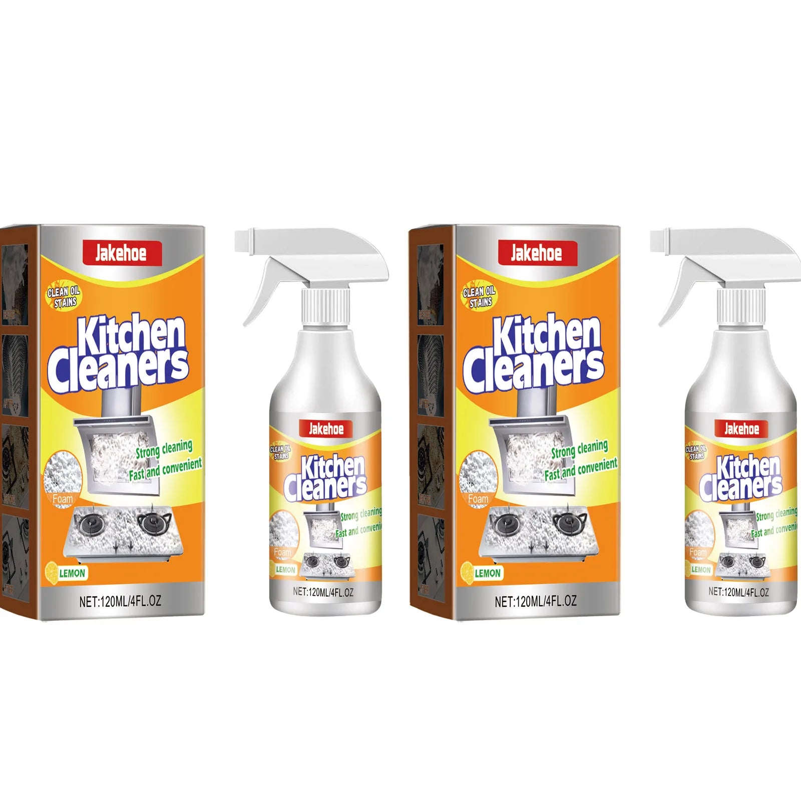 Kitchen Foam Cleaner Powerful Dissolving and Removing Stubborn Oil Stains Cleaning Cooking Utensils Multi-purpose Cleaning Spray Qme 2 X 120ml Boxed