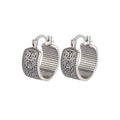 925 Sterling Silver Textured Flower Earrings for Women Gothic Vintage Simple Trendy Hypoallergenic Jewelry Party Accessories Qme A