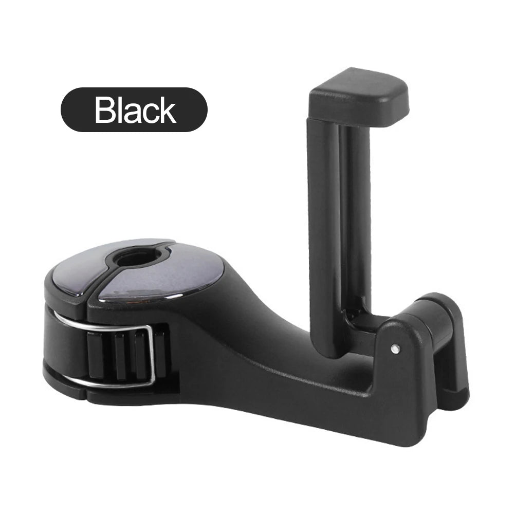Dual-Use Car Rear Headrest Phone Mount Hidden Storage Hook Multifunctional Lock Type Cellphone Holder For Car Storage Organizer Qme black