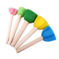 Foam Sponge Brush with Wooden Handle Round Flower Multi Size Painting Tools for Kids Children DIY Acrylic Watercolor Varnishes Qme 5Pcs