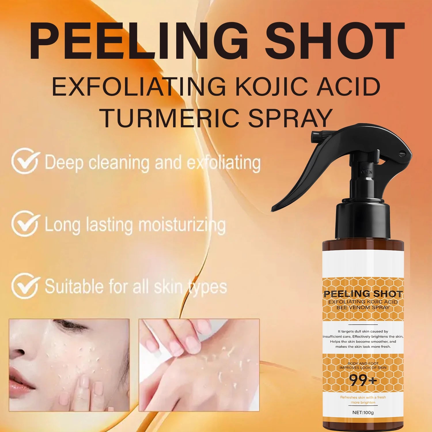 Peeling Shot with Retinol & Bee Venom - Moisturizing & Exfoliating Formula for Softer, Confident Skin Qme