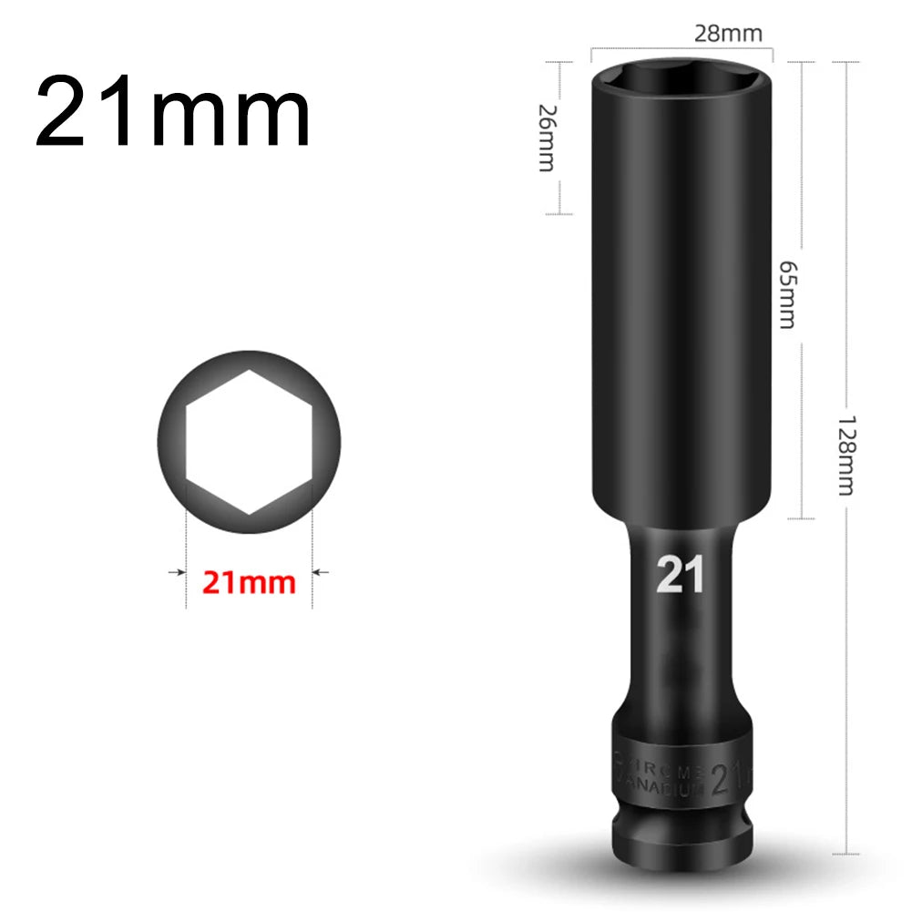 1/2 Drive Socket Wrench Hex Socket Head 8-24mm Adapter Spanner Converter Replacement Parts Tire Removal Tools Accessories Qme 21mm