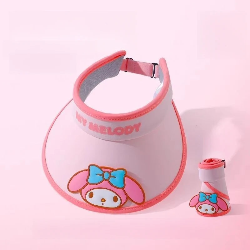 Hello Kitty Kuromi Sun Protection Hat New Spring/Summer Sun Hat Student Sun Hat Open-Top Wide-Brim Hat Qme