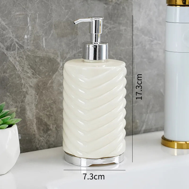 2-Piece Press-type Travel Dispenser Bottle,Foaming Bottle for Bathroom Shampoo Shower Gel Hand Soap,Toiletries Storage Container Qme WhiteStripe-Circle 2PCS