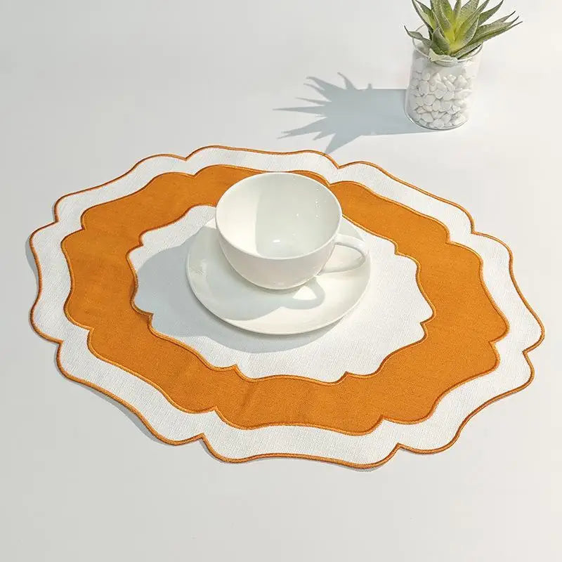 Textured Scalloped Linen Placemat Machine Washable Wrinkle Free Dining Table Mat For Home Farmhouse Use Qme A4 1