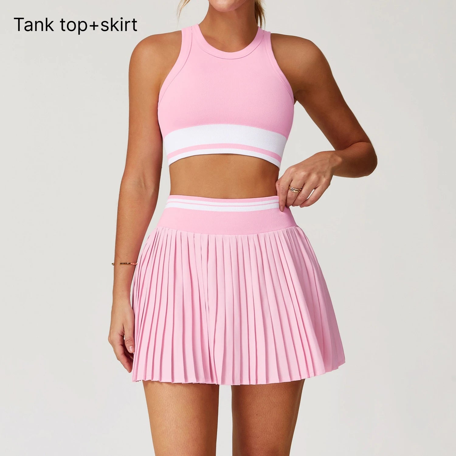 B Yoga Suit Yoga Sports Underwear Women Tracksuit Fit Suit Running Sports Yoga Short Skirt Yoga Set Workout Set Athletic Wear Qme 2pcs pink XS