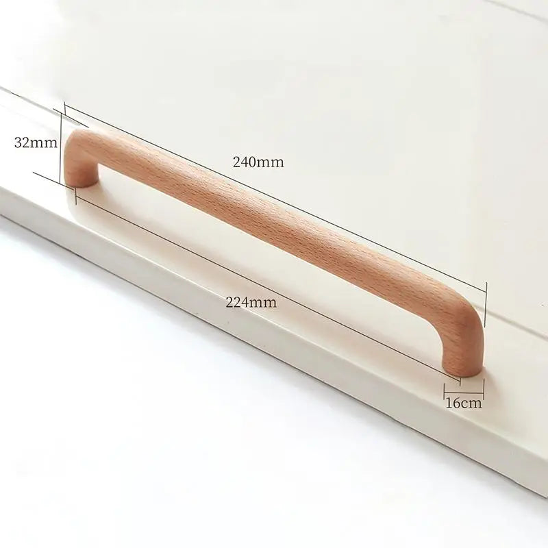 Natural Wood Color Cabinet Doors Solid Wood Handles Beech & Black Walnut Drawer Wooden Door Handles For Kitchen Bathroom Qme A12