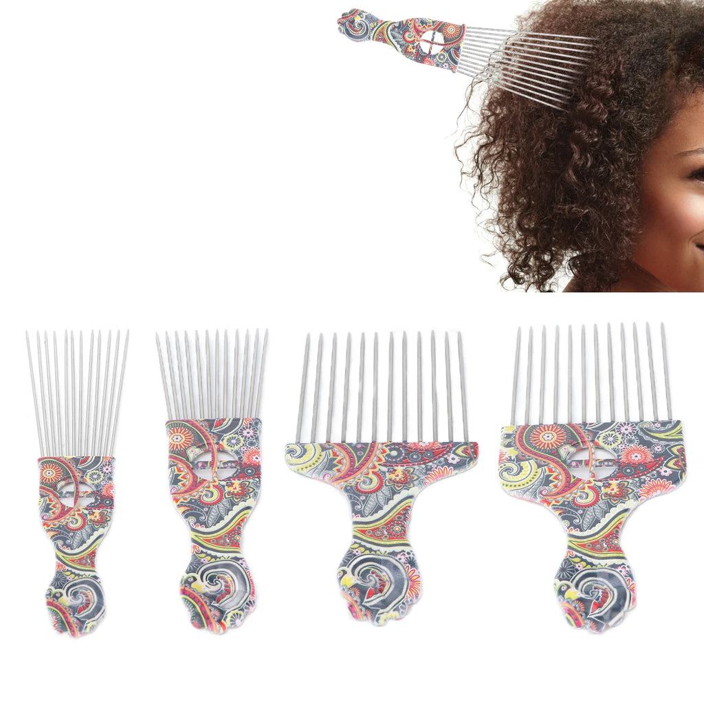 Afro Comb Afro Hair Pick Comb Hair Pick Comb Professional Afro Stainless Steel Detangle Hair Pick Comb for Curly Hair Styling Qme