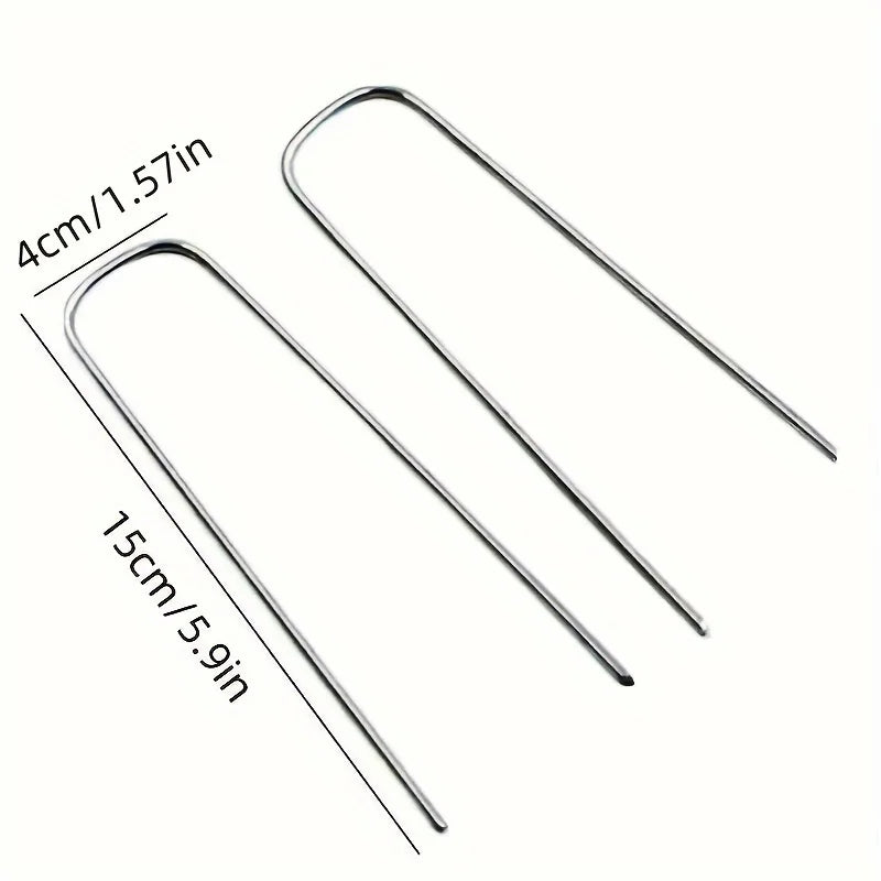 The U-shaped garden stake is very suitable for securing weed fabric, landscape nets and camping tents. Qme 4 15cm