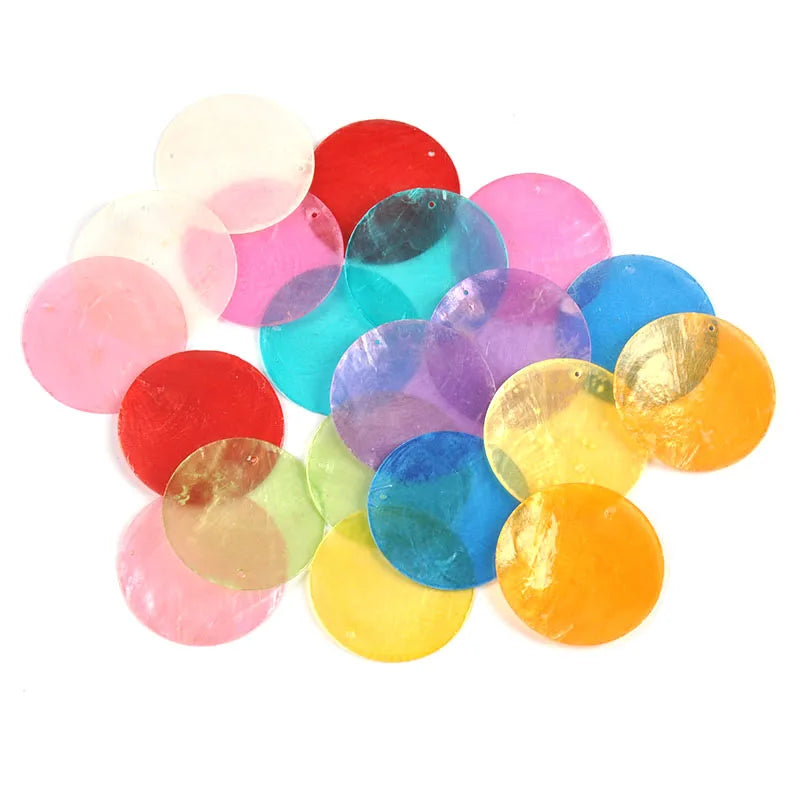5/10pcs Colorful Round 2 Hole Shells Pendant Hanger DIY Jewelry Making Necklace Charms Gift Decoration Handmade Accessoires 50mm Qme