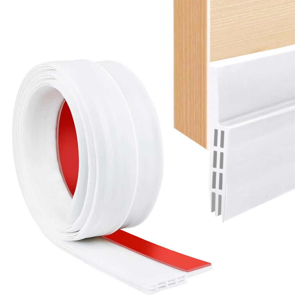 1m Porous Windproof Sealing Strip Adjustable Soundproof Anti-Cold Gap Door Bottom Weather Strip Flexible Self Adhesive Strip Qme White 4pcs(cheaper)
