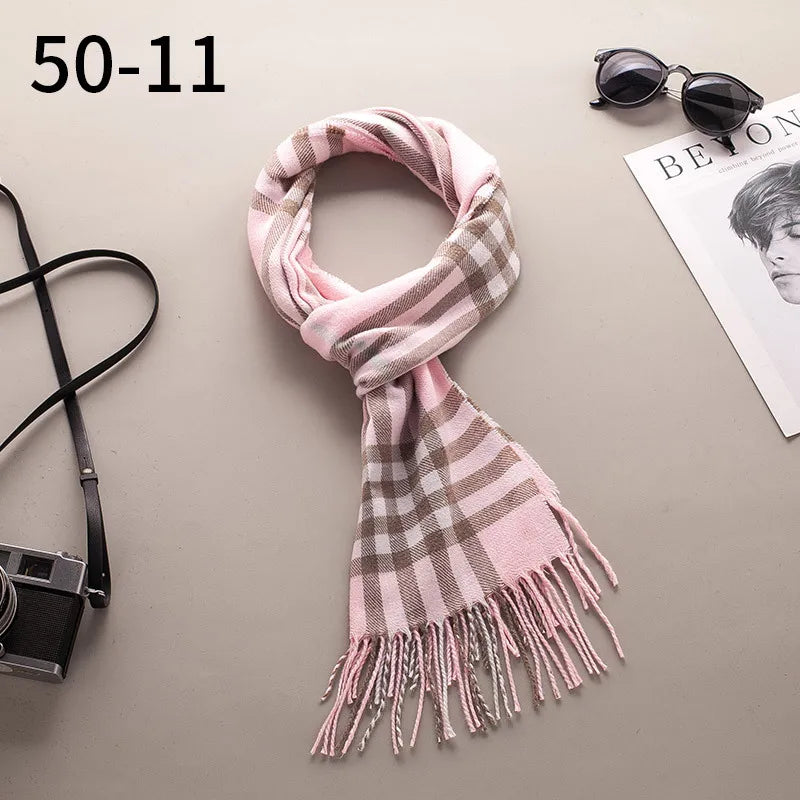 Imitation Cashmere Warm Scarf Women Winter Men Shawl Plaid Female Qme rt6 One Size >8Y