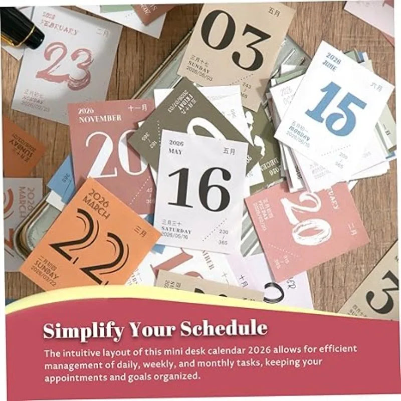 2026 Mini Desk Calendar Small Tear-off Office Student Planner Qme