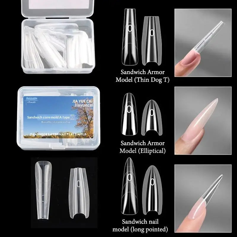 Dual Nail Extension Forms Almond Round Shape Durable Reusable Qme