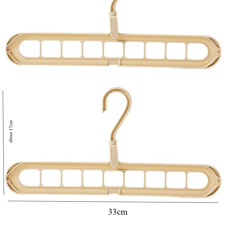 9 Holes Multi Layer Space Saving Clothes Hanger Multifunctional Plastic Clothes Storage Rack Anti Slip Closet Organizer Qme