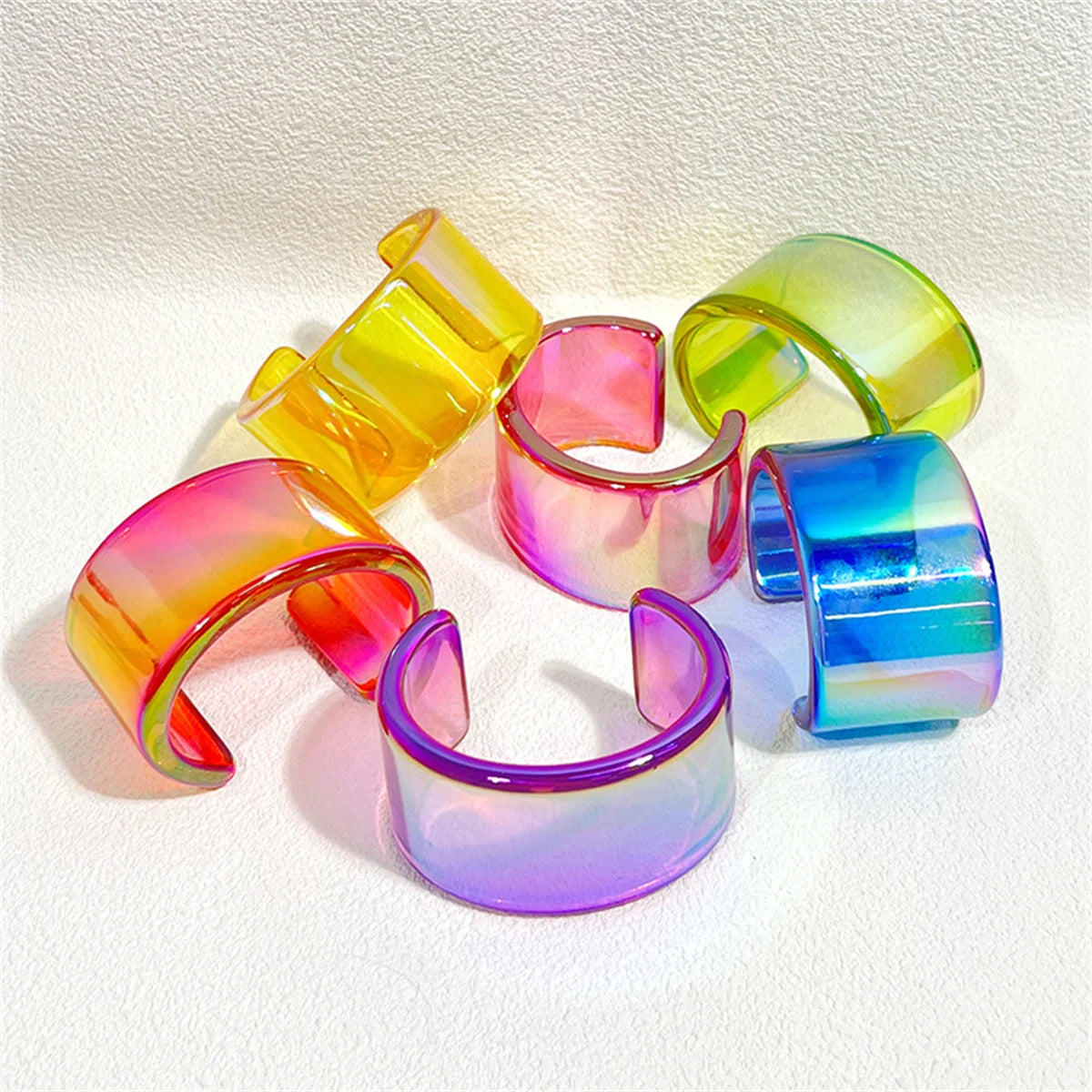 Cool Ins Transparent Acrylic Resin Open Bangle Bracelet for Women Geometric Korean Retro Wide Bracelet Girls Hand Jewelry Bangle Qme