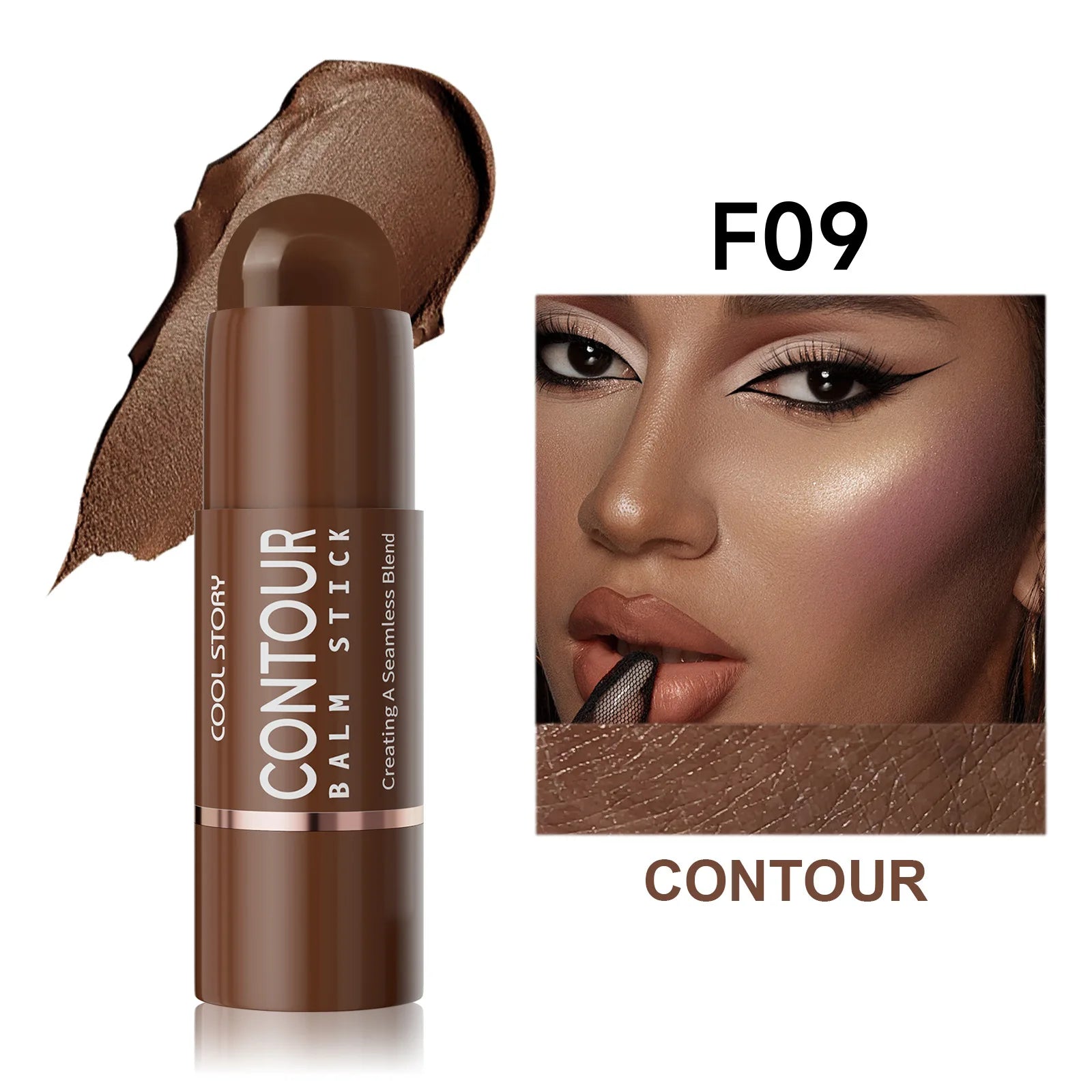 Face Contour Blam Stick Chocolate Brown Bronzer Shadow Stick Waterproof Long Lasting Facial Outline Shaping V-Line Make Up Qme 09 Rosewood